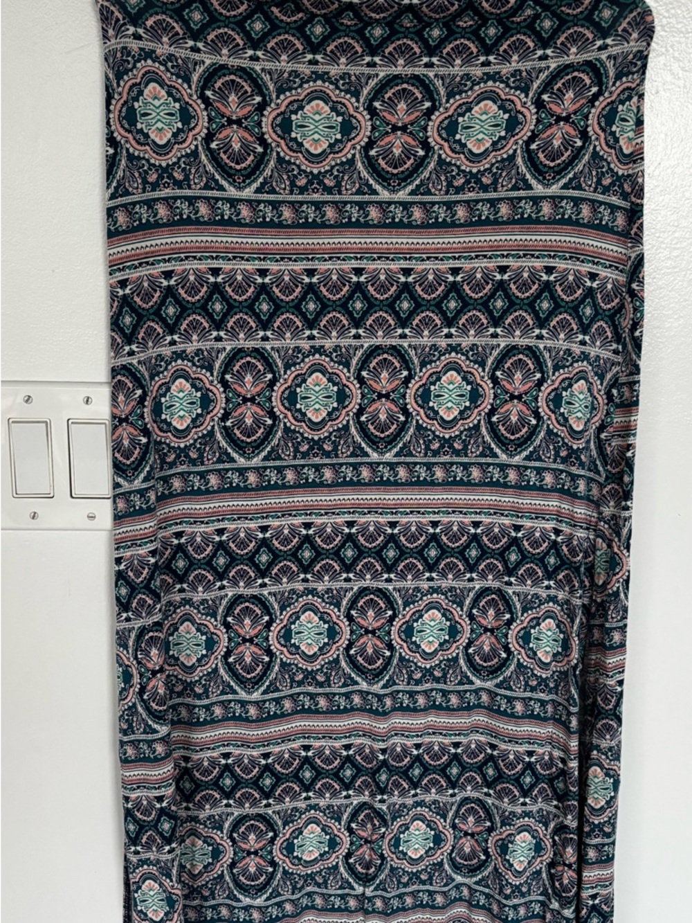 Charlotte Russe Teal and Dusty Pink Paisley Maxi Skirt